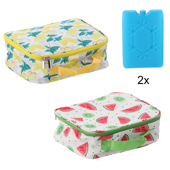 TORBA TERMICZNA 24 x 9 x 20 CM 4L TECZKA MIX 2 WZORÓW Z DWOMA WKŁADAMI CHŁODZĄCYMI *9271