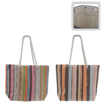 TORBA PLAŻOWA 48 x 36 CM WIELOKOLOROWE PASKI MIX KOLORÓW *4687