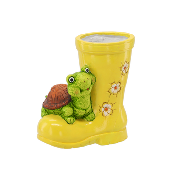 FIGURKA OGRODOWA - KALOSZ ZE ŻÓŁWIEM 18 x 10 x 20 cm DONICZKA opak=2szt *8807