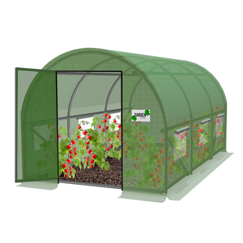 TUNEL FOLIOWY OGRODOWY 3 SEGMENTOWY ZIELONY 4 x 2,5 x 2 M Z DRZWIAMI NA ZAWIASIE