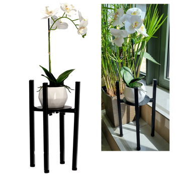 STOJAK METALOWY / KWIETNIK  NA DONICZKĘ 20 - 30,5  CM x 38 CM CZARNY *1947