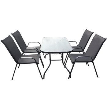 ZESTAW MEBLI OGRODOWYCH - STÓŁ 120 x 70 x 70 CM + 4 KRZESŁA 91 x 54 x 70 CM - CZARNY *6629