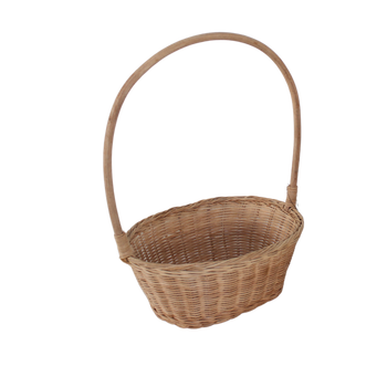 KOSZYK RATTANOWY 27 x 20 x 11/36 CM Z UCHWYTEM - NATURALNY *7411