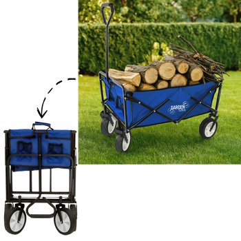 WÓZEK OGRODOWY NIEBIESKI SKŁADANY 116x54x90cm *3556