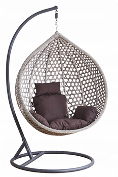 FOTEL WISZĄCY ROZM. XL SZARY, PODUSZKA BRĄZOWA, RAMA CIEMNOSZARA