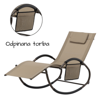 LEŻAK OGRODOWY BUJANY 161 x 60 x 80 cm BRĄZOWY Z KIESZONKĄ *1595