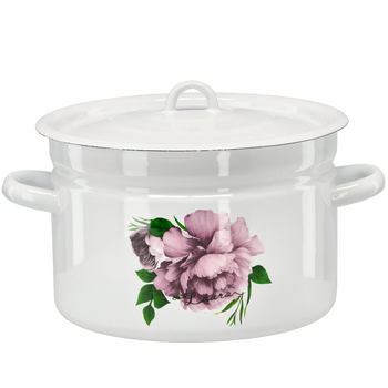 GARNEK EMALIOWANY 9 L 26 CM BIAŁY PIWONIA LAURA Z/P *2639