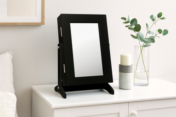 SZAFKA NA BIŻUTERIĘ Z LUSTREM CZARNA 21 x 15 x 35 cm *8072