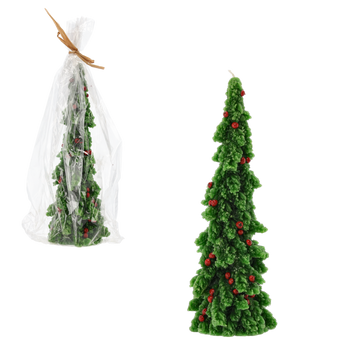 ŚWIECZKA 9.5 x 9.5 x 26.5 CM - CHOINKA Z JARZĘBINĄ opak=4szt *4369