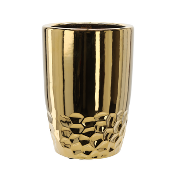 OSŁONKA CERAMICZNA NA DONICZKĘ 30,5 x 30,5 x 42,5 CM ZŁOTA *3512