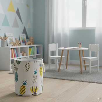 KOSZ NA PRANIE/ZABAWKI 35 x 40 CM OKRĄGŁY ANANASY ROZM. M *4908