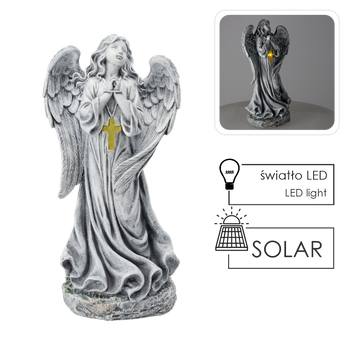 FIGURA ANIOŁ Z KRZYŻYKIEM LED 24 X 17,5 X 50,5 CM *8820