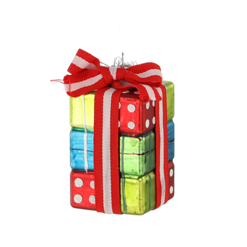 ORNAMENT DE STICLĂ - PREZENT 4,8 x 4,8 x 8,3 CM ambalaj=6buc *5010