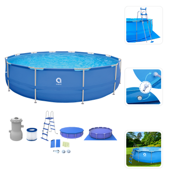 PISCINA CU CADRU 450 x 122 cm (PISCINA, POMPA DE FILTRARE, SCARĂ, CAPAC, PODEA) *0716