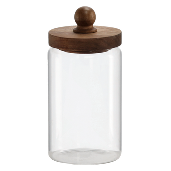 BORCAN DIN StICLĂ DE 1L CU CAPAC DIN Lemn *0789