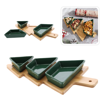 SET PENTRU SERVIRE APERITIVE - 3 BOLURI BRAD 32x20x4 CM *4659