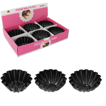 FORMA BABKA FI 9,5CM 1 BUC CU STRAT E PROTECTOARE NON-STICK NEGRU MIX DE MODELE DISP=36BUC*3610