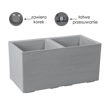 Ghiveci Karo 800x400mm placă reciclată gri*78923