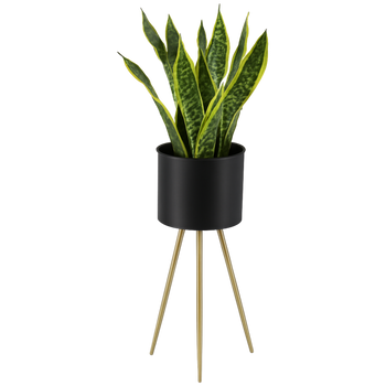 Suport pentru flori/plantă 21 x 21 x 60 CM NEGRU CU PICIOARE DE AUR *1395