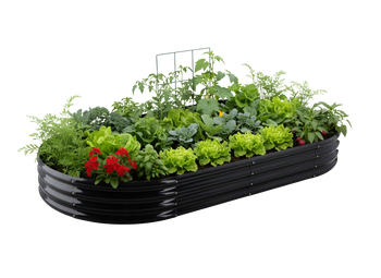 GRZĄDKA WARZYWNO-KWIATOWA 240 X 120 X 30 CM OWALNA ANTRACYT