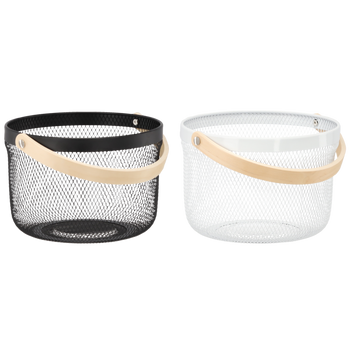 COȘ PENTRU FRUCTE 25 x 25 x 17,5 CM ROTUND CU MÂNER MIX 2 CULORI ALB/NEGRU *9097