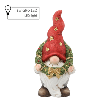 FIGURĂ DE CRĂCIUN - GNOM CU CORONITĂ 19 X 17 X 40 CM LED *0822