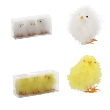 SET. 3 PUI 18 x 6,5 x 8 CM PUFOȘI GALBEN/ ALB *7763