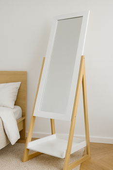 Oglindă verticală cu picioare din lemn și raft 40 x 36 x 150 CM *9740