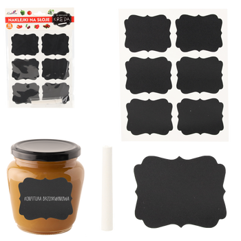 Set de 18 etichete pentru borcan 6,5 x 5,5 cm + cretă ambalaj=10 buc *2905