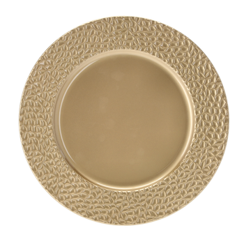 Farfurie rotundă 33 x 33 x 2 CM cu model ondulat auriu pachet=6 buc *8595