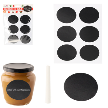 Set de 18 autocolante pentru borcan 6 x 4,8 cm + cretă Ambalaj=10buc *2899