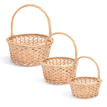 ZESTAW 3 KOSZYKÓW RATTANOWYCH Z RĄCZKĄ – NATURALNY