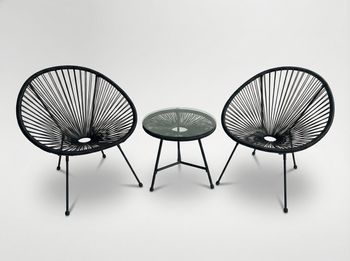 ZESTAW MEBLI OGRODOWYCH (2 KRZESŁA, STOLIK) - CZARNY