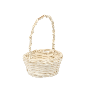 RATTAN BASKET 13.5/10.5 x 6/18 CM WITH HANDLE - WHITE