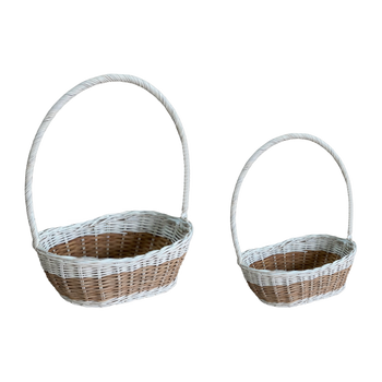 ZESTAW 2 KOSZYKÓW RATTANOWYCH Z UCHWYTEM – BIAŁY Z NATURALNYM