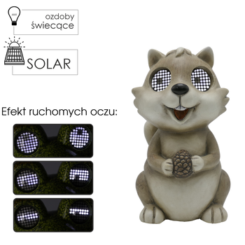 FIGURĂ DE GRĂDINĂ - VEVERIȚĂ CU OCHI LUMINOȘI 17,3 x 15,4 x 27 cm LED *9224