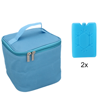 GEANTĂ TERMICĂ 17 x 17 x 15 CM 4L CULOARE ALBASTRĂ CU DOUĂ INSERȚII RĂCITOARE *9301