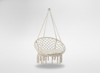 FOTEL WISZĄCY - BOCIANIE GNIAZDO Z PODUSZKĄ 80 x 60 x 120 CM BEŻOWY