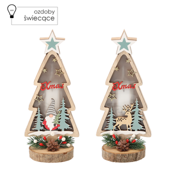 ORNAMENT DIN Lemn DE CRĂCIUN - BRAD LED MIX DE MODE opak=1buc *7069