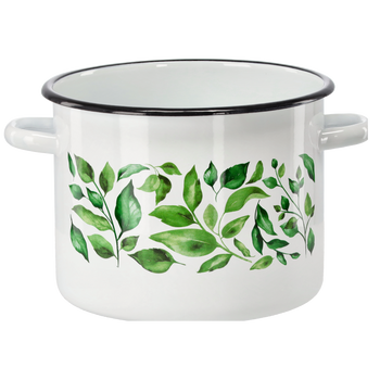 GARNEK EMALIOWANY 5,5 L 22 CM BIAŁY FIKUS *9235