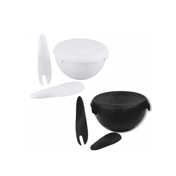 CORNUL CU CAPAC DE 3L + SET DELINGURI PENTRU SALATĂ ALB/NEGRU/GREY*9769*9776*9783