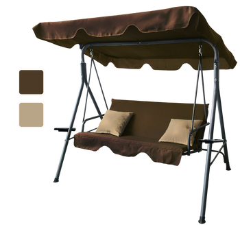 LEAGĂNĂ DE GRĂDINĂ A-TYPE 170 x 118 x 153 cm MARO CU SPUME BEIGE ȘI SUPORTURI PENTRU CAFEA *7626