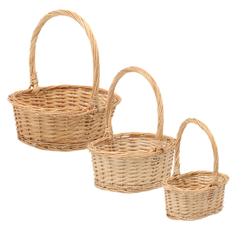 ZESTAW 3 KOSZYKÓW RATTANOWYCH Z RĄCZKĄ – NATURALNY