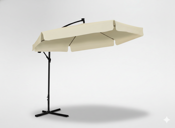 PARASOL OGRODOWY 3 M BEŻOWY "BANANA" Z POKROWCEM Z LED 