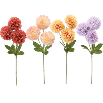 RAMURĂ ARTIFICIALĂ - BUCLE 3 DALII 43 CM MIX DE CULORI pachet=24buc *4120