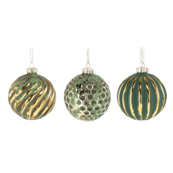 BOMBĂ RCA FI 8 CM VERDE DECORATĂ MIX DE MODELE disp=12buc *2614