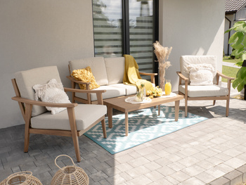 SET DE MOBILIER DIN ALUMINIU "TIRANA" (CANAPEA + 2 FOTOLII + MASĂ) BEJ + PERNE BEJ *9538