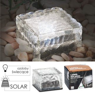 LAMPĂ SOLARĂ 7 x 7 x 5 CM CUB DIN STICLĂ LED ALB RECE *3699