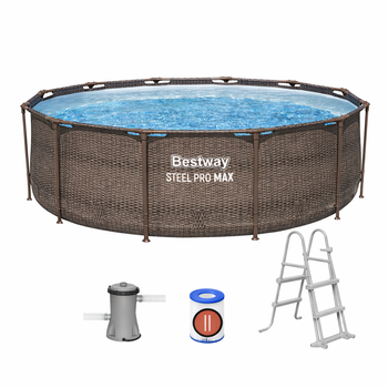 PISCINA RATTAN ÎN AER 3,66 X 1 M (PISCINĂ, POMPĂ DE FILTRARE, SCARA)