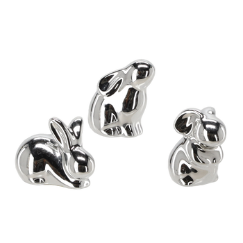 FIGURĂ DE PAȘTE - IEPURAȘ ARGINTIU 5 x 2,5 x 3,5 CM MIX 3 MODELE ambalaj=24buc *9781